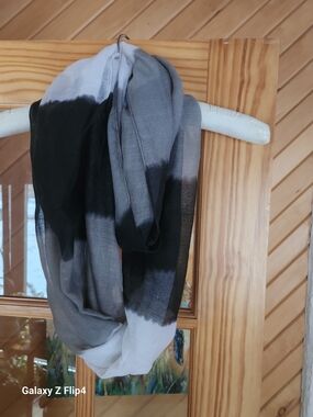 Black, Gray and White Ombre Infinity Scarf